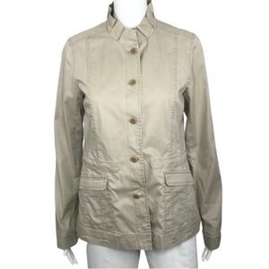 Eileen Fisher‎ Ruffle Collar Cotton Blend Jacket XS